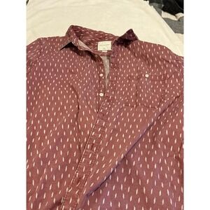 Men's American Eagle Flex Short Sleeve Shirt Size XXLarge Red‎ White Print